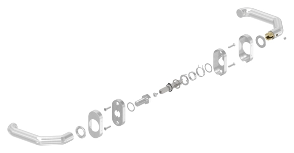 Tuerdruecker-Paar V2A Edelstahl 8mm Stift fuer 30-60mm Kastendicke feststehend links-88-11203-VA-F.L