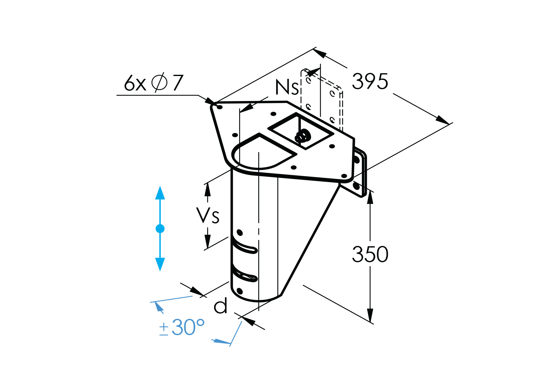 Austrittselement fuer Segmenttreppe Stahl roh 349 x 278 x 395 mm System NS270-89-11NS270NV-A.4