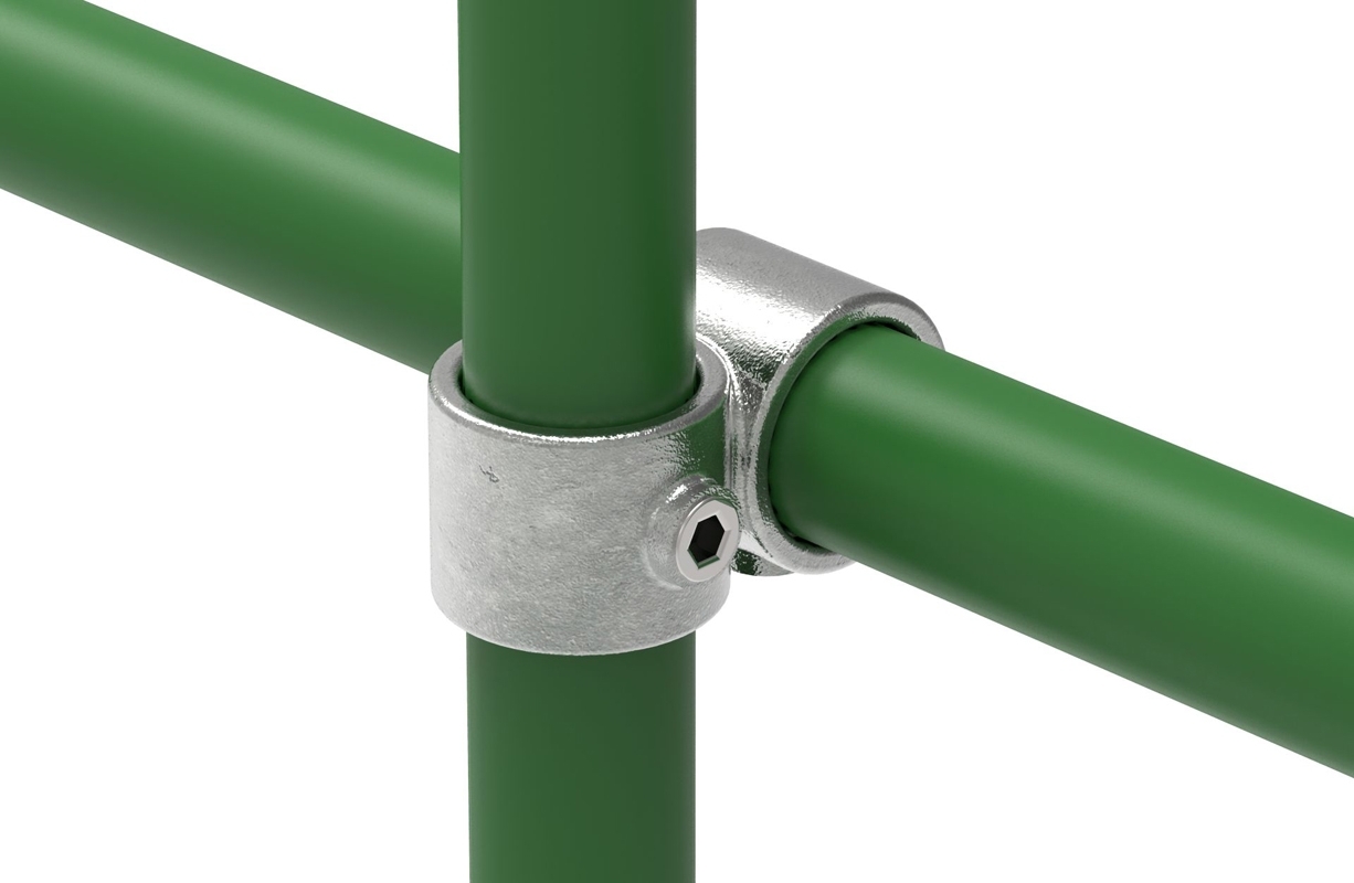 Rohrverbinder Kreuzstueck vorgesetzt 90° reduziert Ø 42-4 mm -1 1-4- - 33-7 mm -1- - Temperguss verzinkt - 161C42-B34-161C42-B34