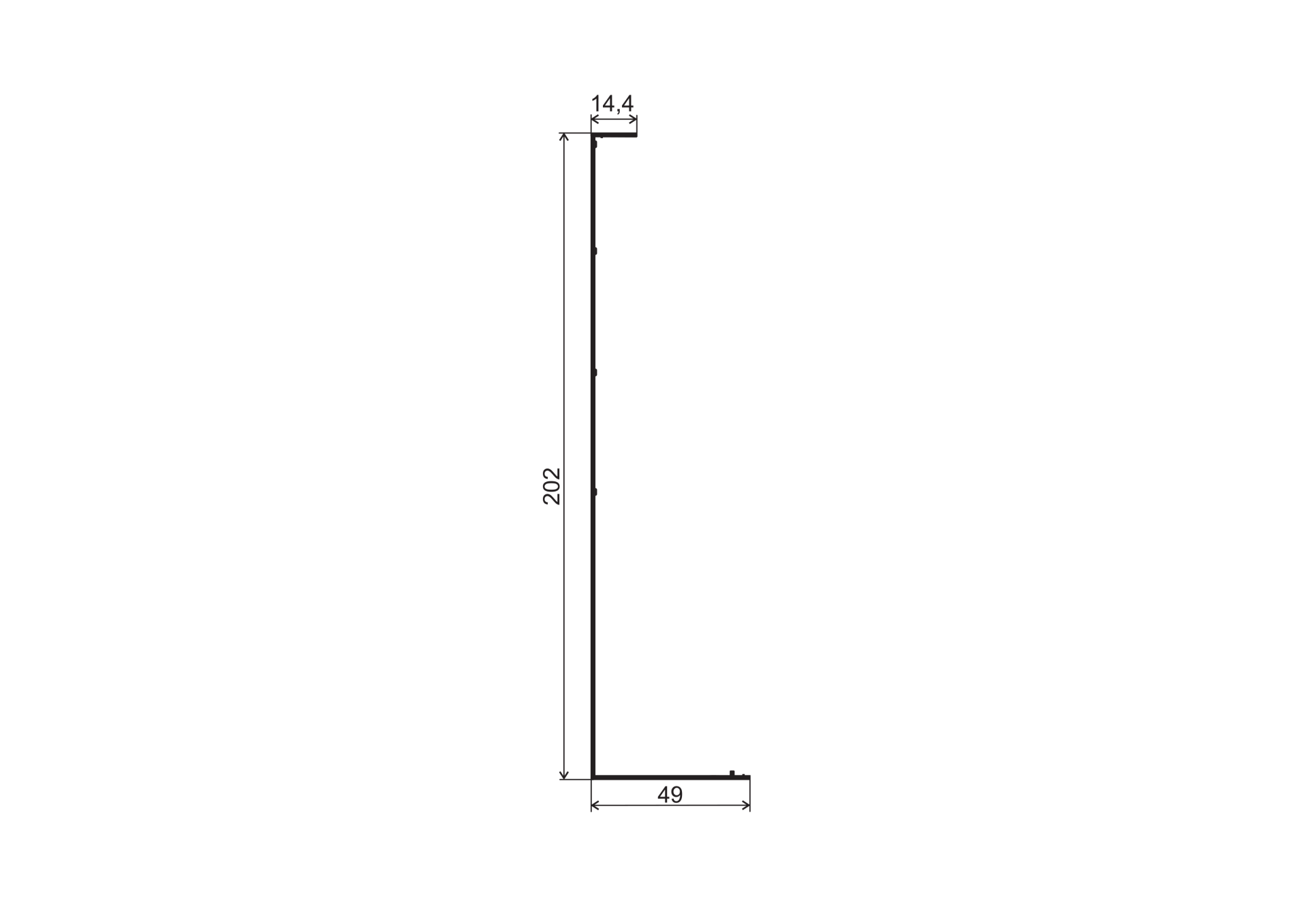 Abdeckleiste Aluminium 2500 mm Satin-ELOX schwarz seitlich-89-11AL00452500SE-A.4