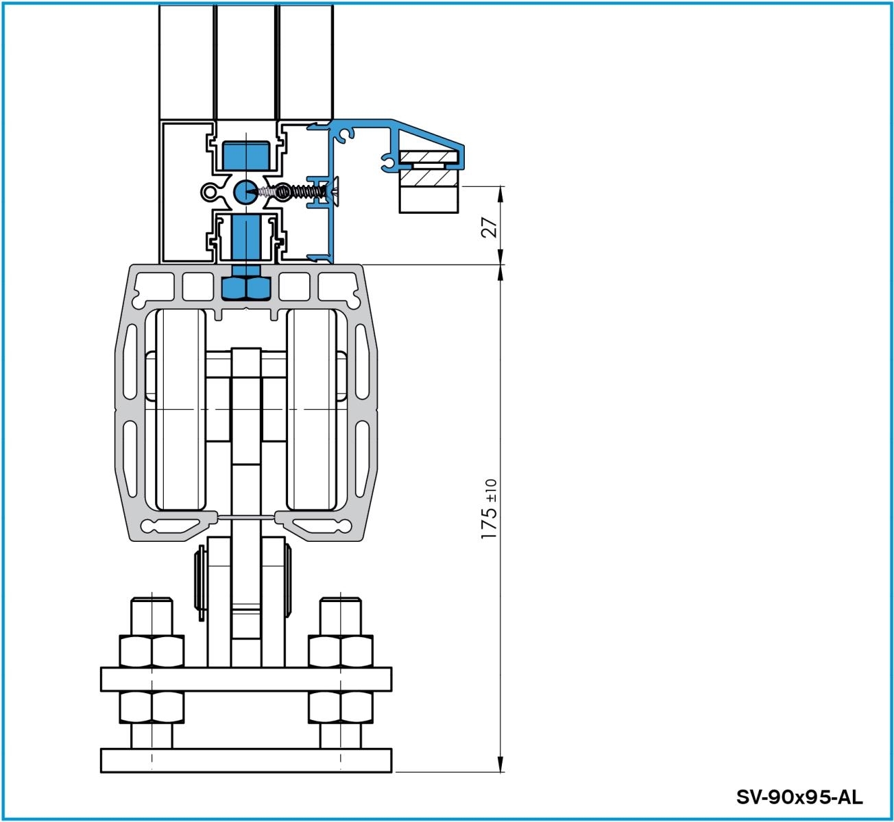 Fuehrungsprofil AL 90x95mm- L6m- RAL7016-89.H0290X95AL6000R7016