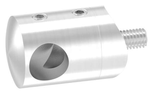 Querstabhalter V2A Edelstahl – Anschluss 33-7 mm fuer Rundstaebe 12 mm mit Sackloch Abschluss links inkl- Schrauben-11-1028.4