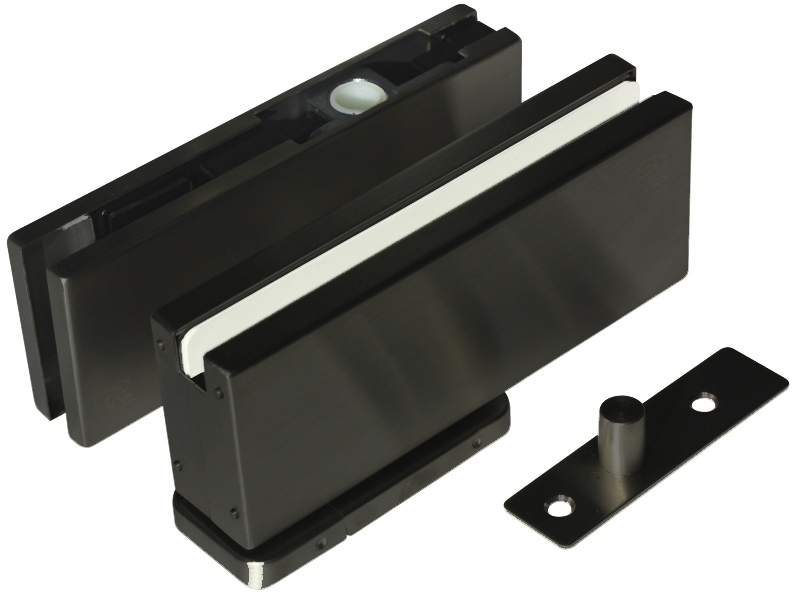 Bodentuerband fuer Glastueren- selbstschliessend- Edelstahl A2- Schwarz 190x70mm-89-11GSBLACKZP805S-A.4