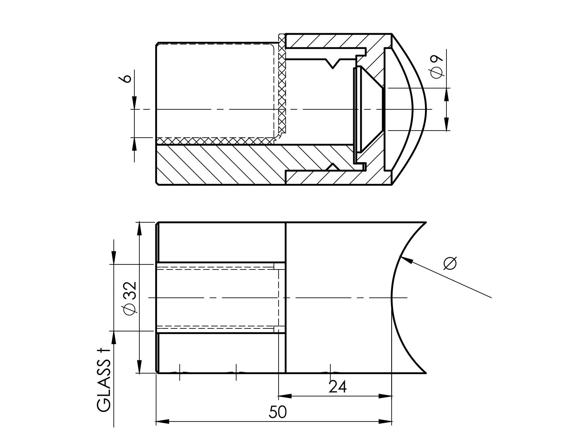 Glashalter Edelstahl AISI 316 fuer Pfosten Ø 42-4 mm Glas 8-12-76 mm rechts geschliffen-89-11A140782042-A.4