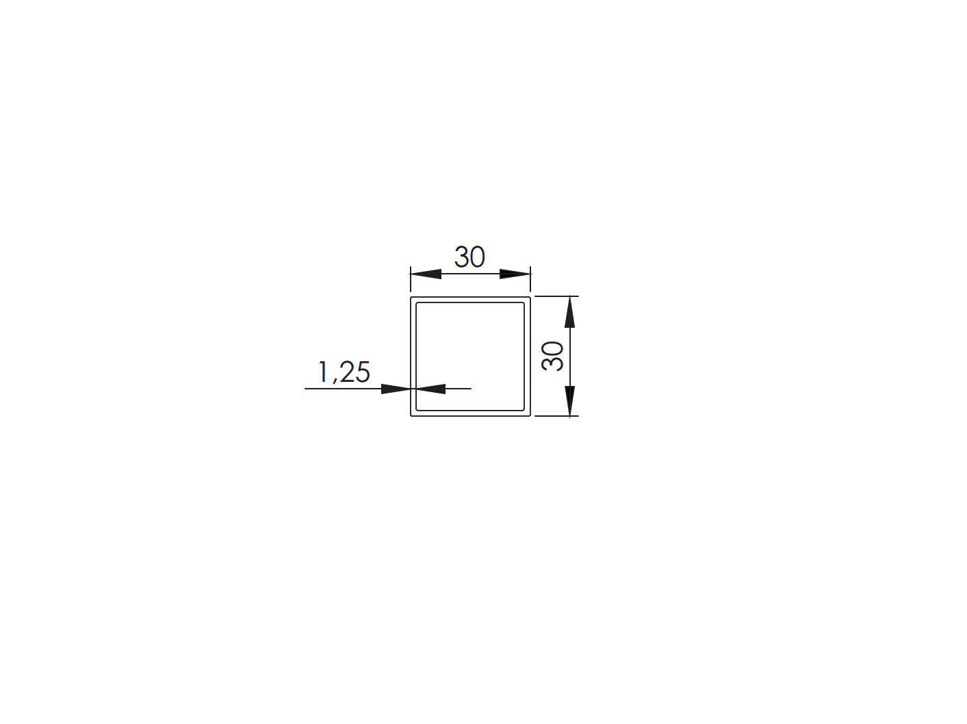 Vierkantrohr Stahl feuerverzinkt 30 x 30 x 1-25 mm L = 6000 mm-89-11ZN30X30X1256000-A.4