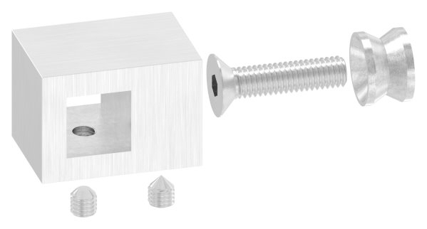 Querstabhalter V2A Edelstahl – Vierkant -Quadratisch-  Anschluss FLACH fuer Vierkantmaterial 12x12 mm inkl- Schrauben-11-1085.4