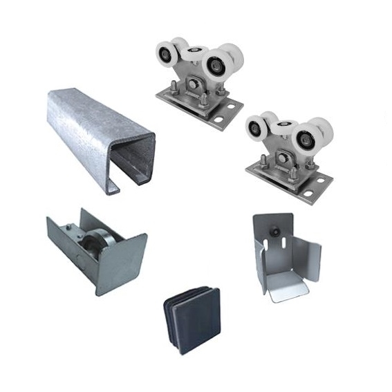 Schiebetor-Set freitragend Stahl verzinkt fuer Profil 70x70 mm bis 4-5m - 300kg-89.SV70X70ZNCLASICNYLON