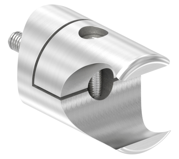 Halter Edelstahl V2A fuer Klemmprofil Ø 27 mm- Rohr Ø 42-4 mm- geschliffen Korn 240-88-1155351-240.42