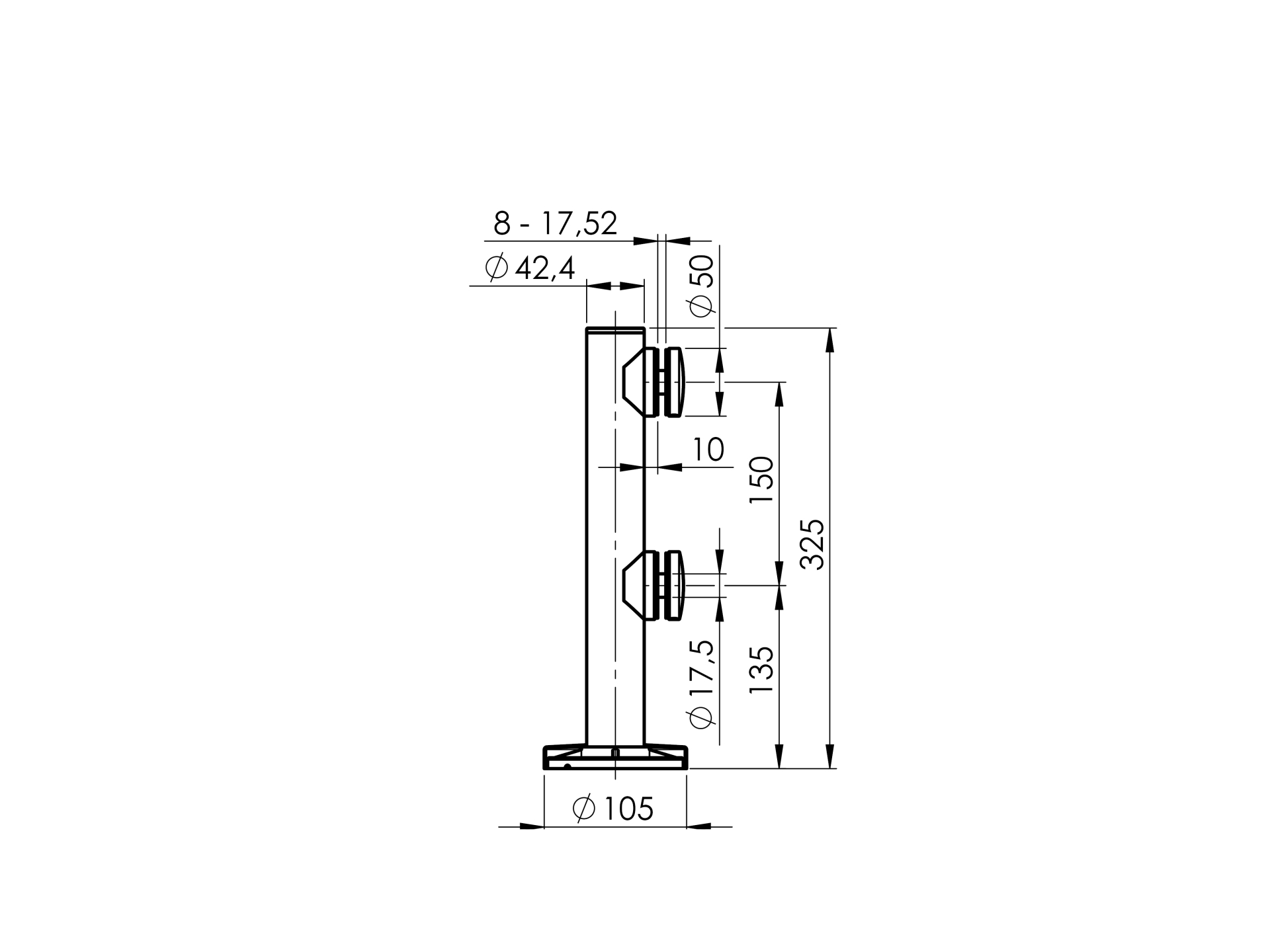 Glaszapfenhalter Edelstahl AISI 316 geschliffen-89-11A146300000-A.4