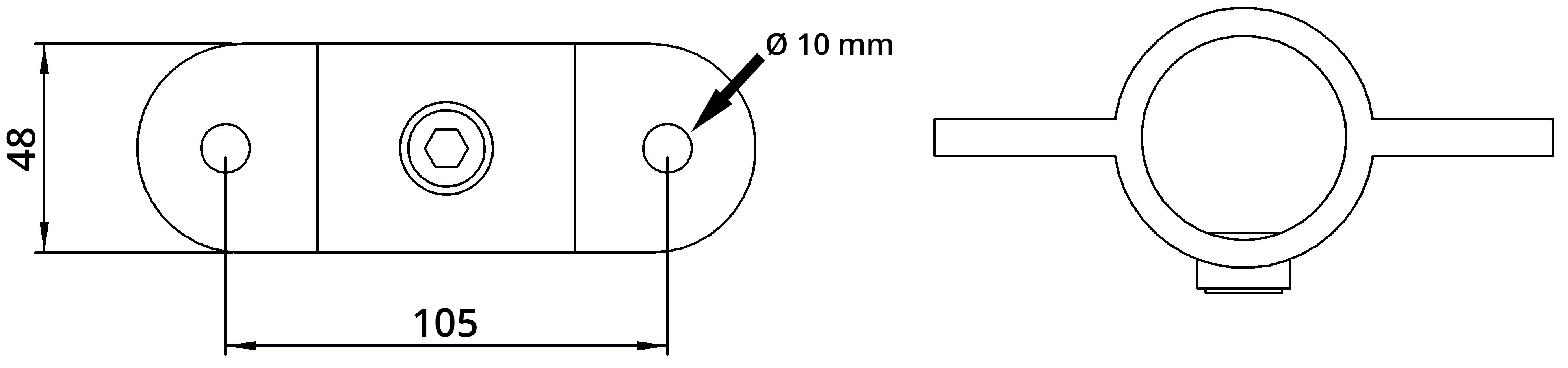 Rohrverbinder - Gelenkauge doppelt - 167MD48 - 48-3 mm - 1 1-2- - Feuerverzinkt u. Elektrogalvanisiert-167MD48