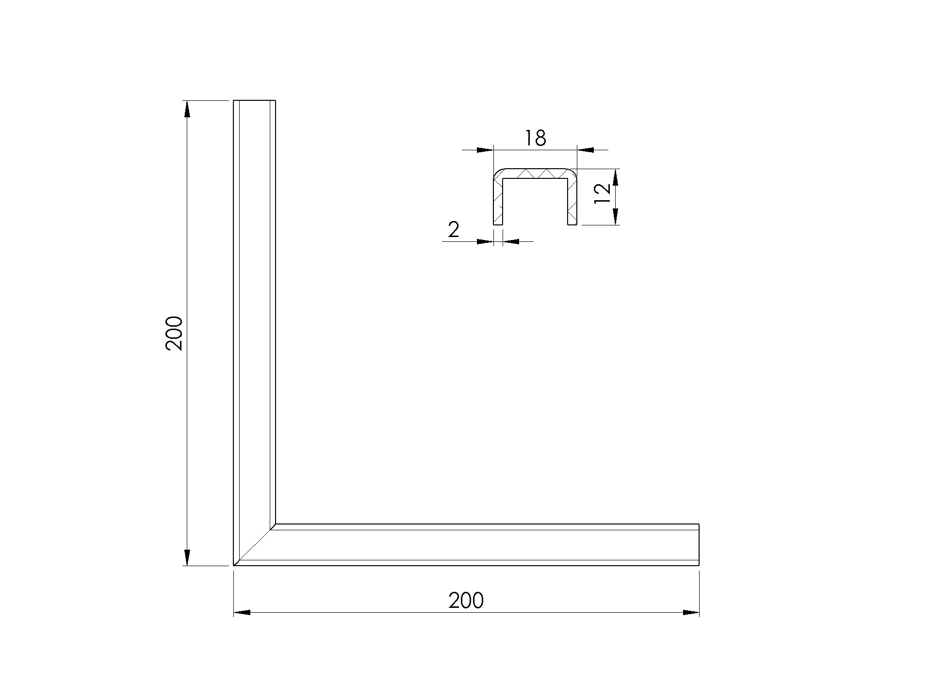 Glaskantenprofil Ecke 90° Aluminium fuer Glas 12-00-13-52 mm L=200 mm schwarz-89-11AL6901014G90SE-A.4