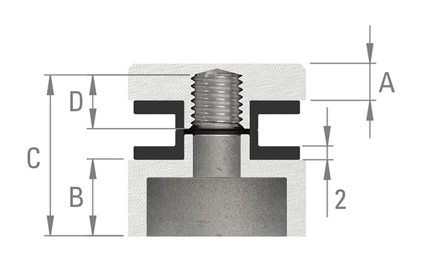 Glaspunkthalter Zinkdruckguss Ø 30 mm flach – Glashalter roh-10-5000.3