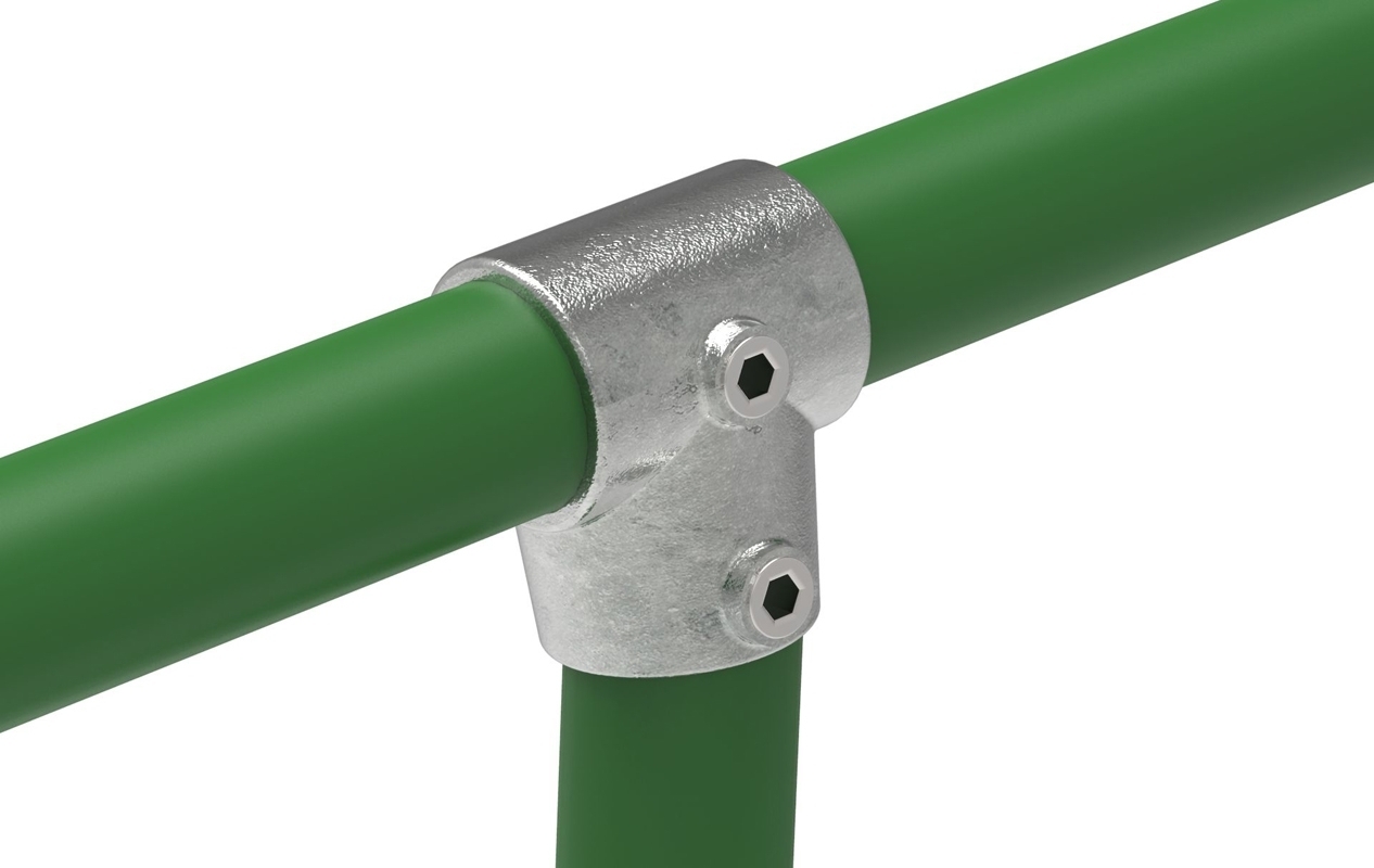 Rohrverbinder T-Stueck kurz verstellbar 0-11° Ø 33-7 – 48-3 mm - Temperguss verzinkt - 153-153