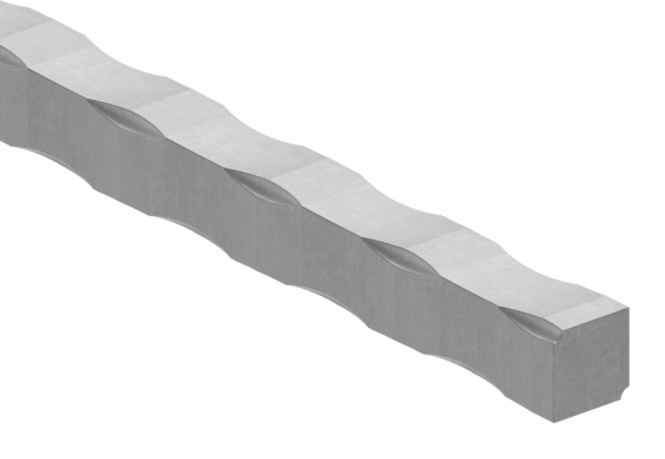 Vierkant gehaemmert - Material- 14x14 mm - Laenge- 3000 mm - Stahl -Roh- S235JR-30-1490.8
