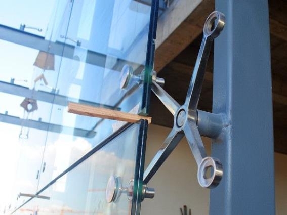 Edelstahl Glashalter Spider 3-Arm- AISI 304- geschliffen-89-11GS304ZA2003-A.4
