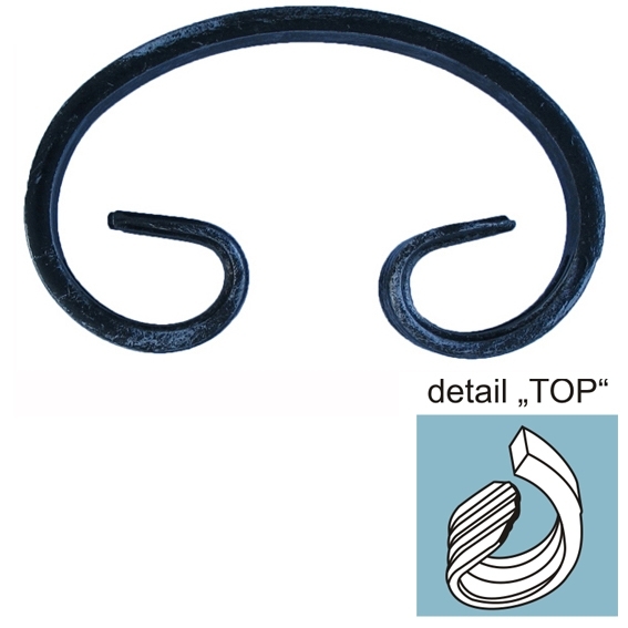Zierelement C-Form aus Stahl 12x6mm- H 150mm B 80mm- roh-89-11E103TOP150-A.4