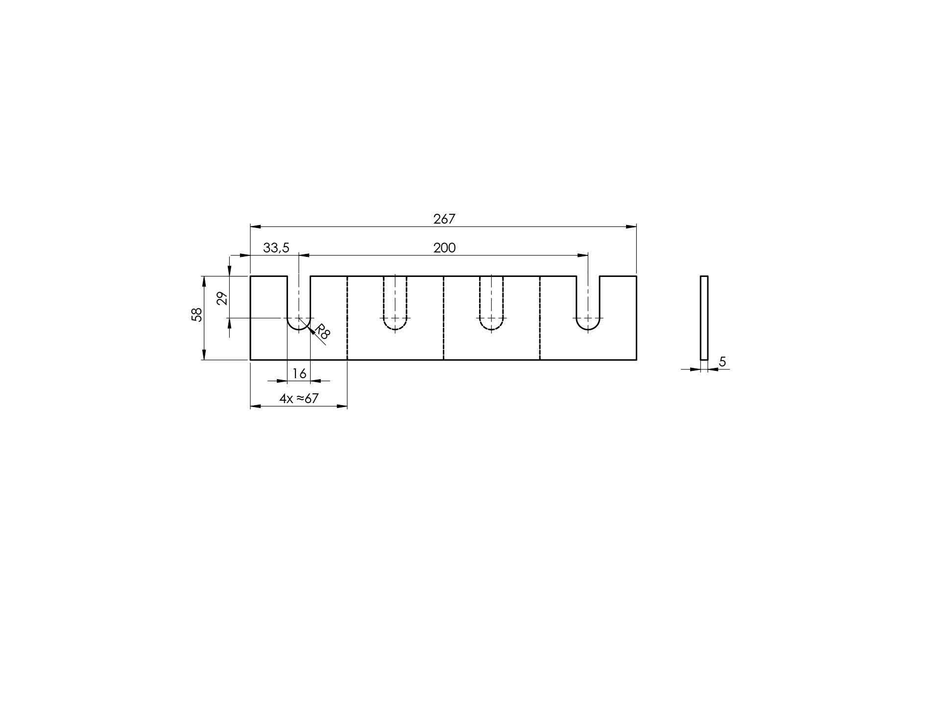 Ablaufprofil Edelstahl AISI 304- Staerke 5 mm- Rohzustand unbearbeitet-89-11A0004PRODRAIN-A.4