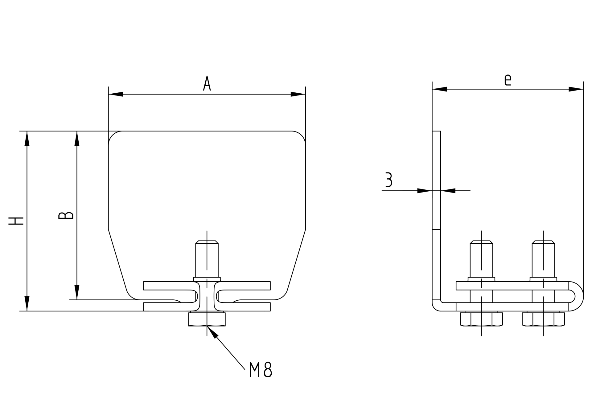 Endanschlag fuer Laufschiene Stahl verzinkt fuer Profil 94 x 85 mm-89-11H4094X85P-A.4