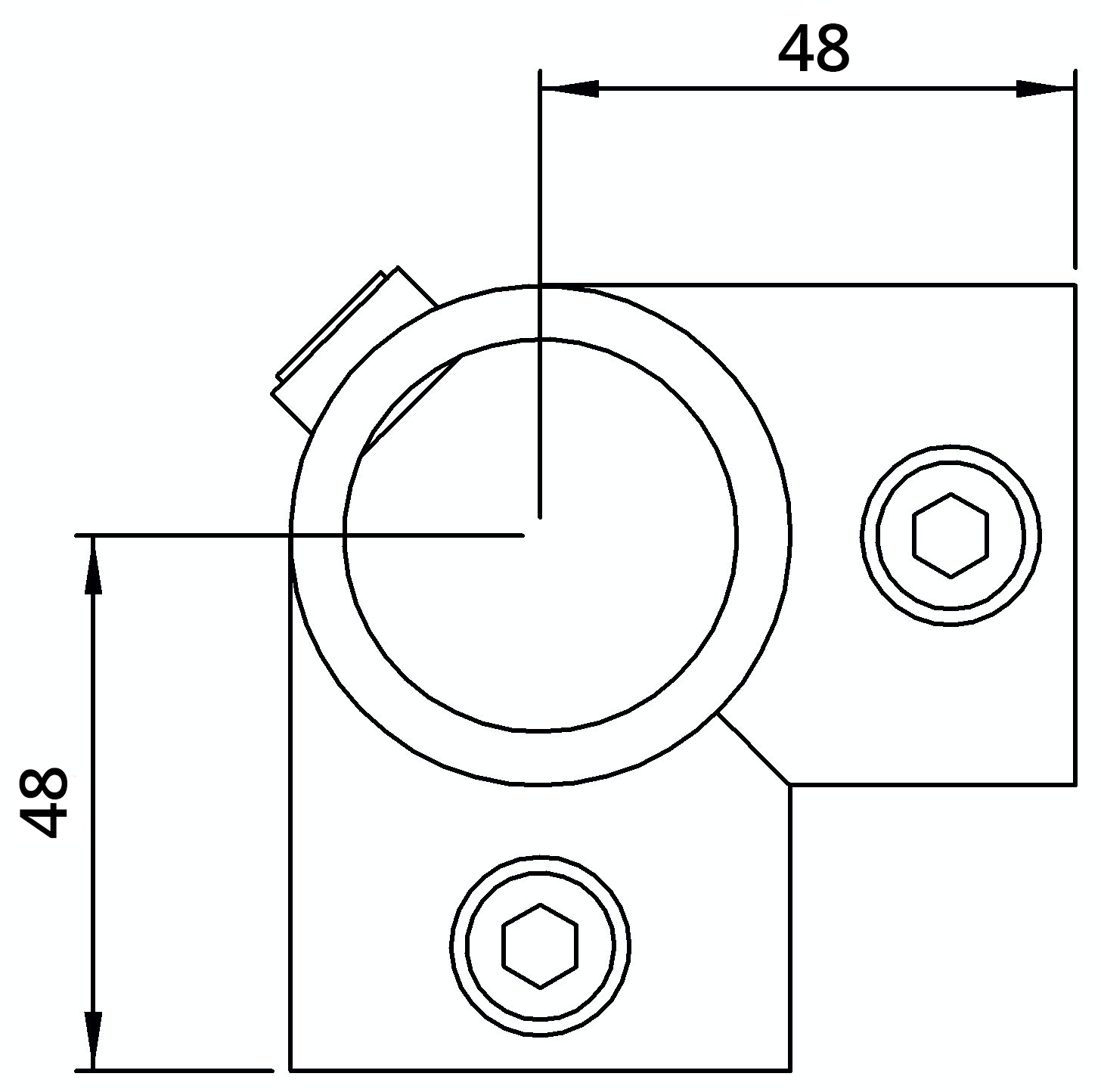 Rohrverbinder Eckstueck durchgehend Ø 42-4 mm -1 1-4- - Temperguss verzinkt - 116C42-116C42