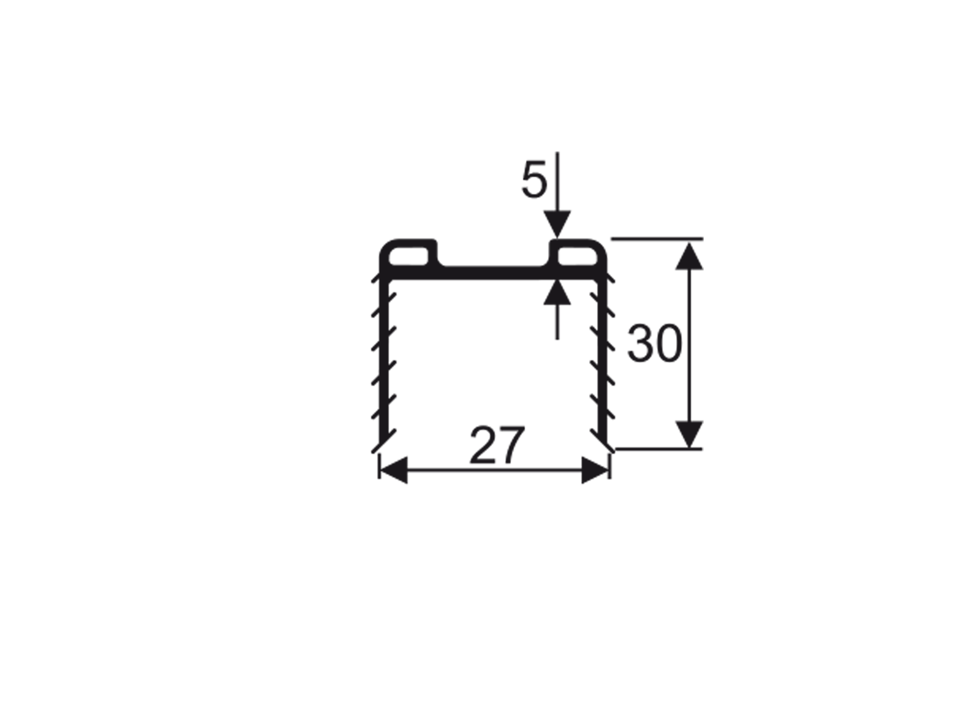 Dichtungsprofil EPDM Gummi fuer Glas 24-76-25-52 mm- L 5000 mm- Schwarz- Innen-Aussen-89-11A195048265000-A.4