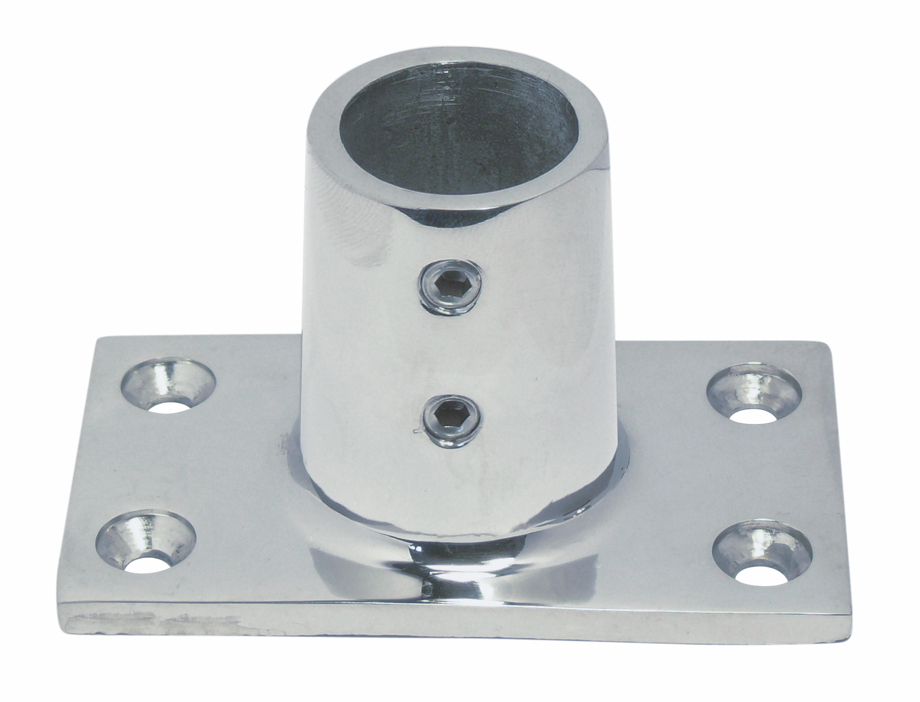 Relingfuss mit rechteckiger Grundplatte 90° 22 - 25 mm V4A - Verkauf in VPEs-66-64-411.8203