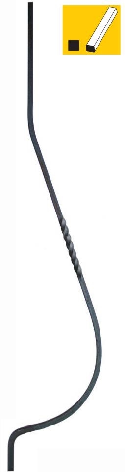 Zierstab Stahl roh- schraeg- 900 mm hoch- 12x12 mm-89-11T29N112X12-A.4