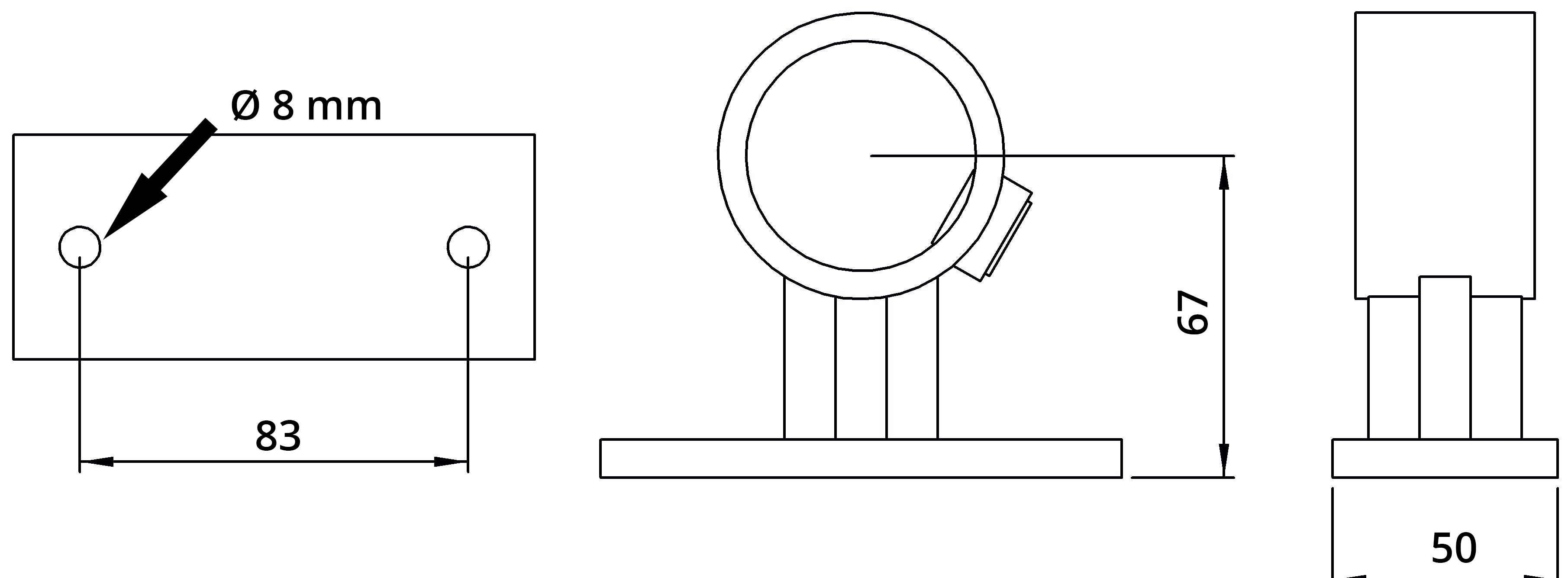 Rohrverbinder Handlaufhalterung Ø 48-3 mm -1 1-2- - Temperguss verzinkt - 143D48-143D48