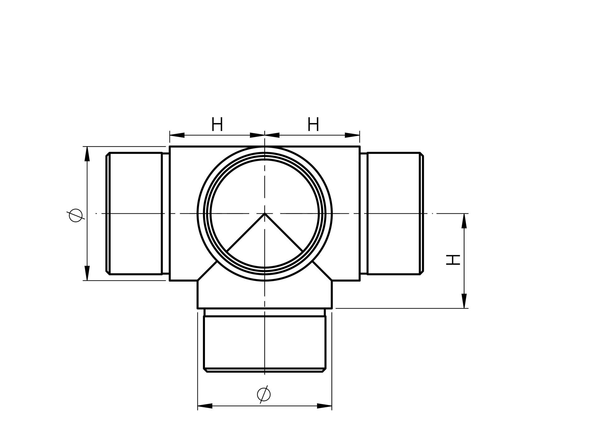 Handlauf Kreuzverbinder Edelstahl V2A fuer Rohr D42-4x2 mm geschliffen-89-11A0309242-A.4