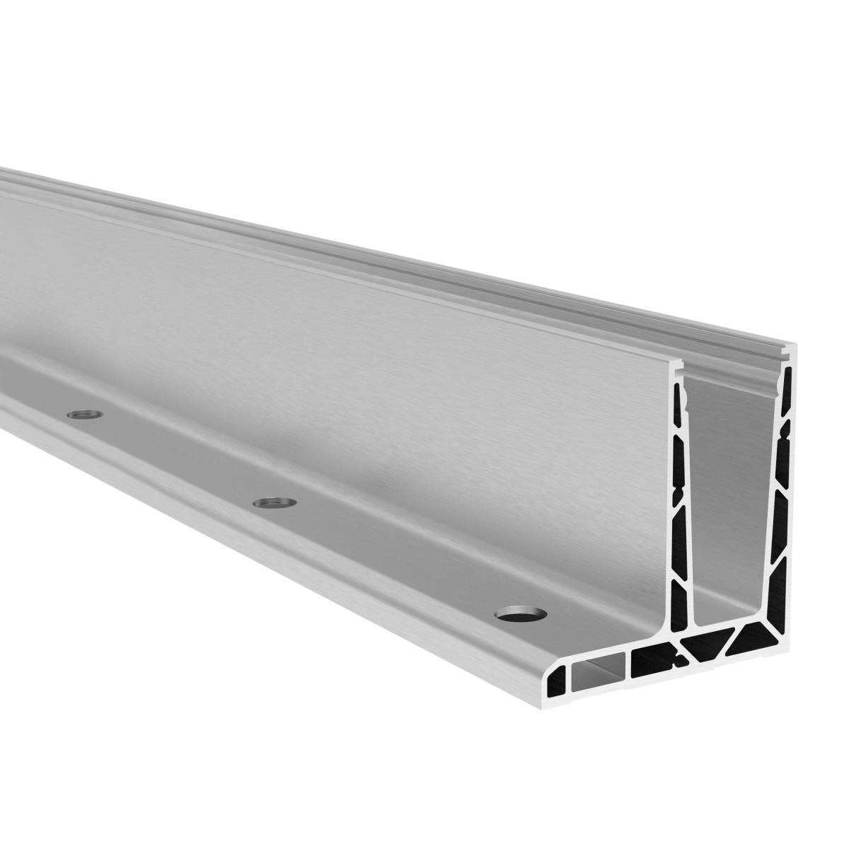 Ganzglasgelaenderprofil Aluminium 6000 mm fuer Glas 12-17-52 mm Oberverankerung Satin-ELOX-89-11AL0006UNO6000SE-A.4