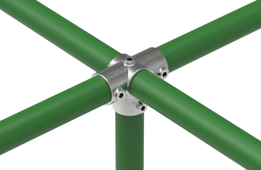 Rohrverbinder T-Stueck fuer Stuetzrohr Ø 21-3 – 60-3 mm - Temperguss verzinkt - 176-176
