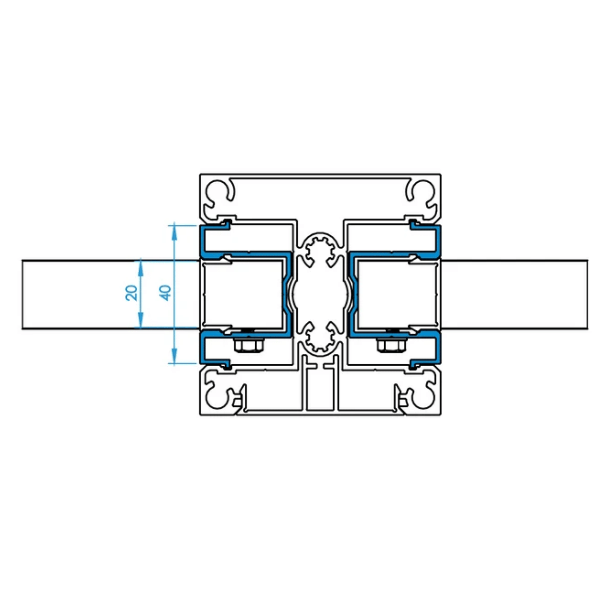 Pfostenreduktion Aluminium 40x26 mm 6-0 m fuer 40 auf 20 mm Fuellung Anthrazit RAL 7016-89-11FGRDC406000R7016-A.4