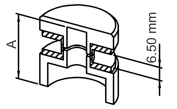 Glaspunkthalter-Unterteil Ø 30 mm- V2A- Hoehe- 20 mm-10-5000.4UT20