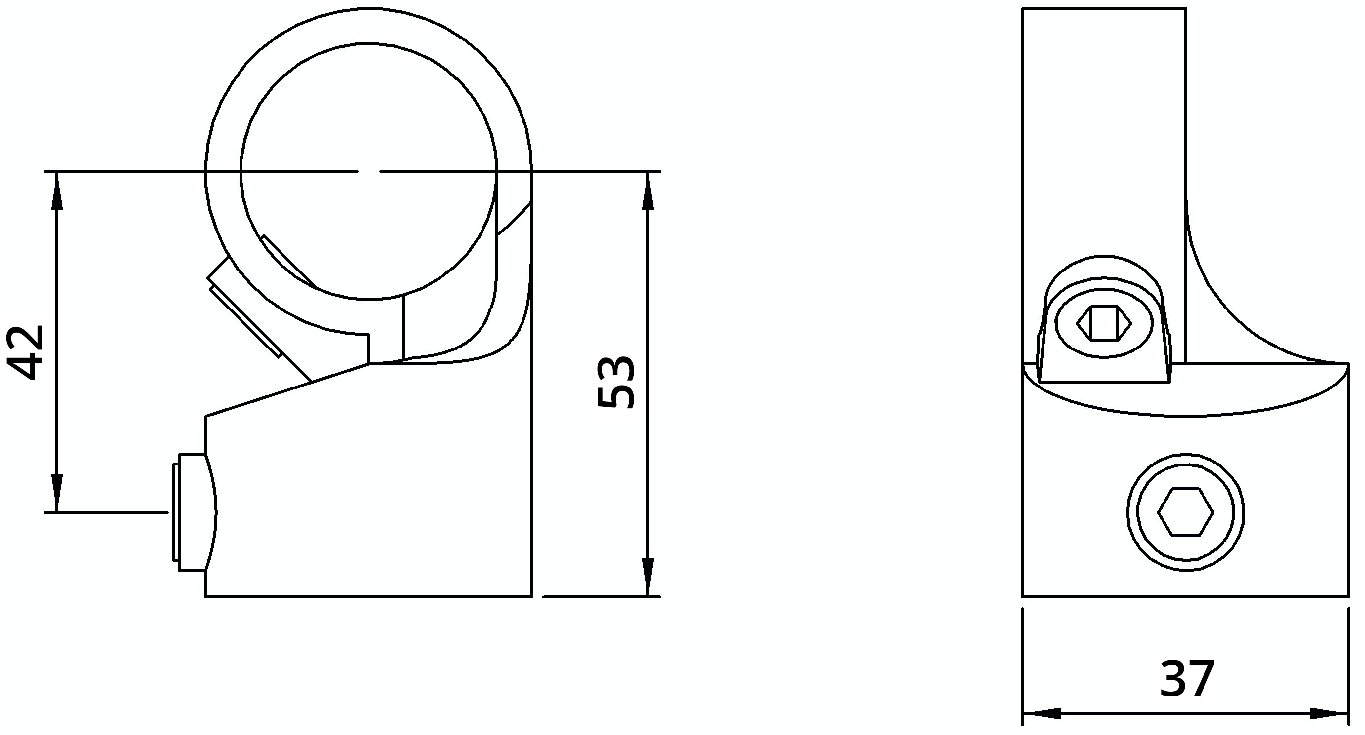 Rohrverbinder - Winkelgelenk verstellbar - 1 Stueck - 148A27 - 26-9 mm - 3-4- - Feuerverzinkt u. Elektrogalvanisiert-148A27