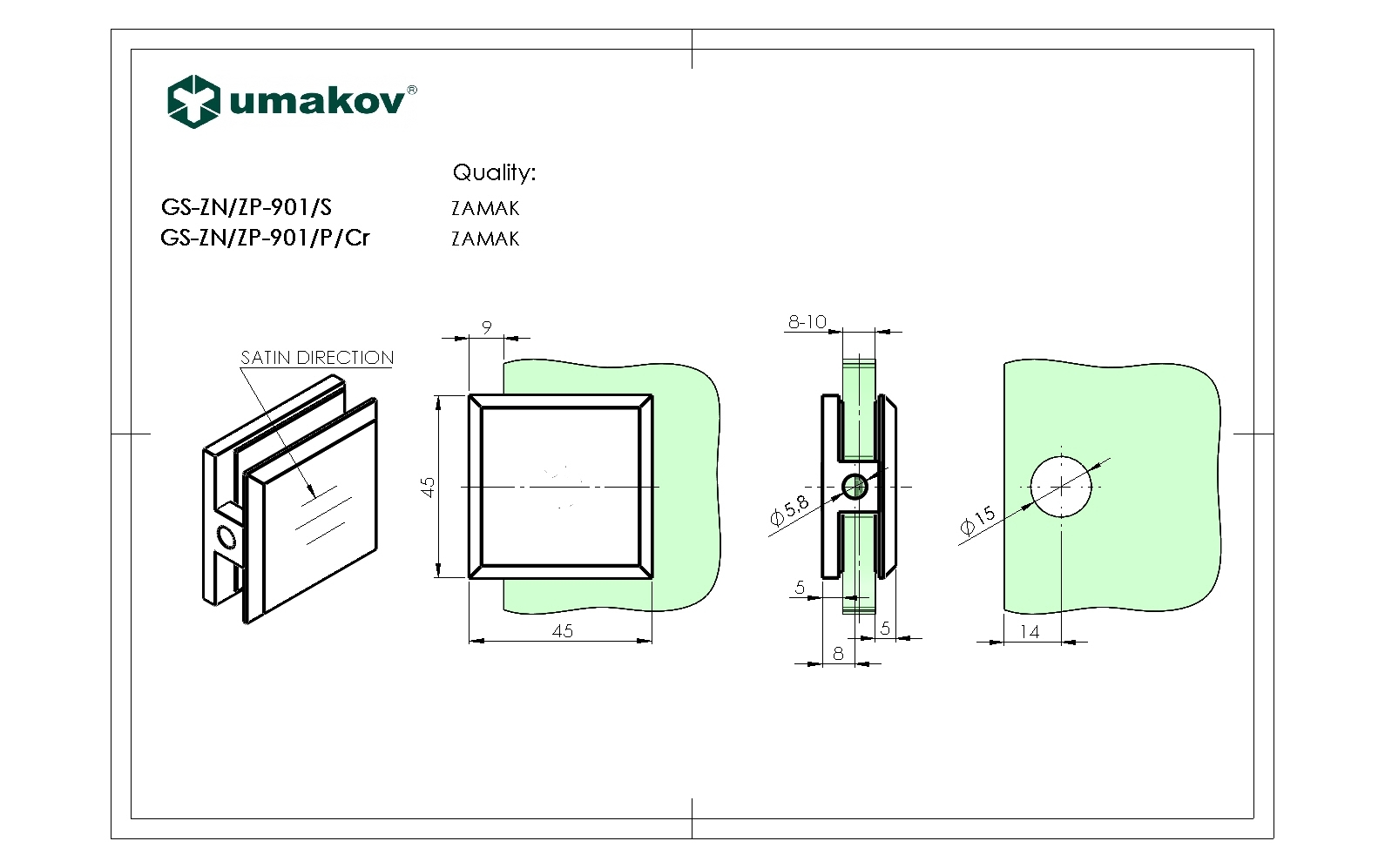 Glasklemme Zinkdruckguss poliert 45x45 mm fuer Glas 8-10 mm-89-11GSZNZP901PCR-A.4
