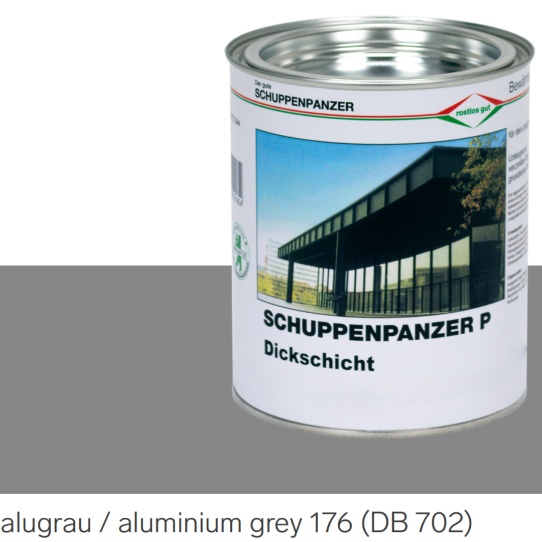 SCHUPPENPANZER-P Dickschicht 0731 alugrau 176 DB 702 750 ml fuer Zaeune und STAHL-67-1057.8