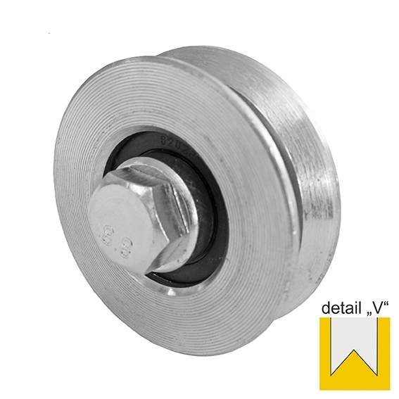 Schiebetorrolle mit V-Rille Stahl verzinkt  78 mm M10 bis 300 kg-89-11H06V80-A.4