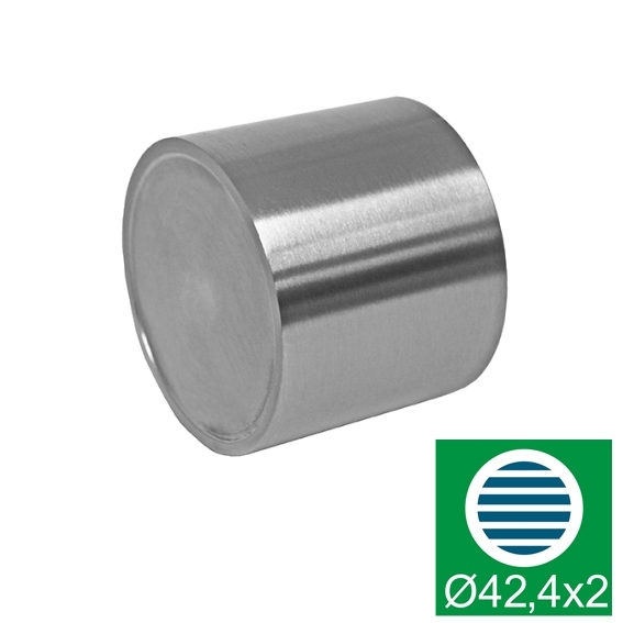 Endkappe Edelstahl AISI 304 fuer Rohr D42-4x2 mm geschliffen Holzhandlauf-89-11A200729042R-A.4