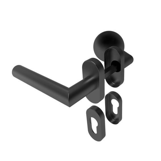 Tuerdrueckergarnitur V2A Schwarz pulverbeschichtet PZ-Lochung-89-11D805GLBLACK-A.4