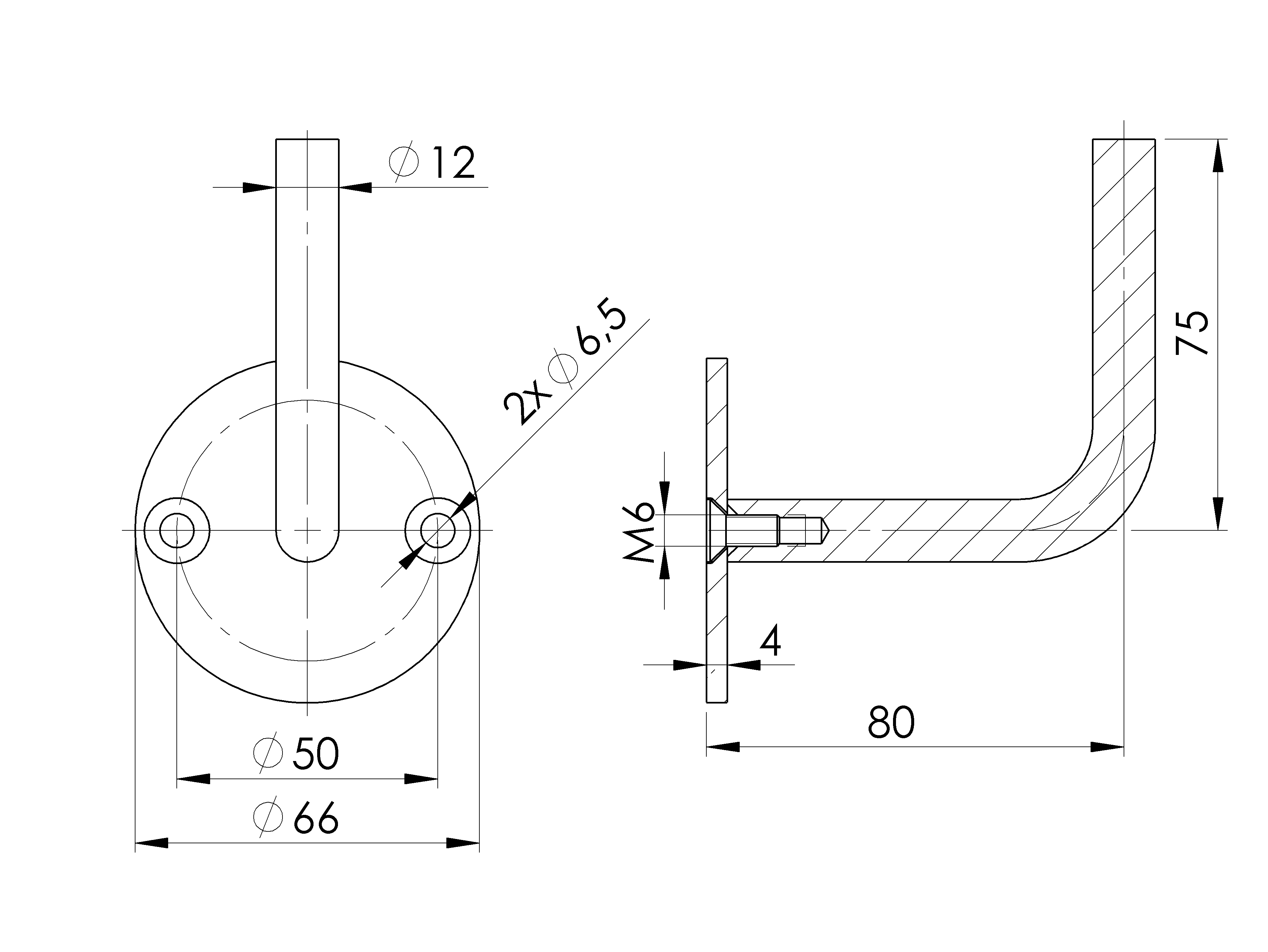 Handlaufhalter Edelstahl AISI 304 Wandmontage geschliffen ohne Sattel-89-11A0114270-A.4