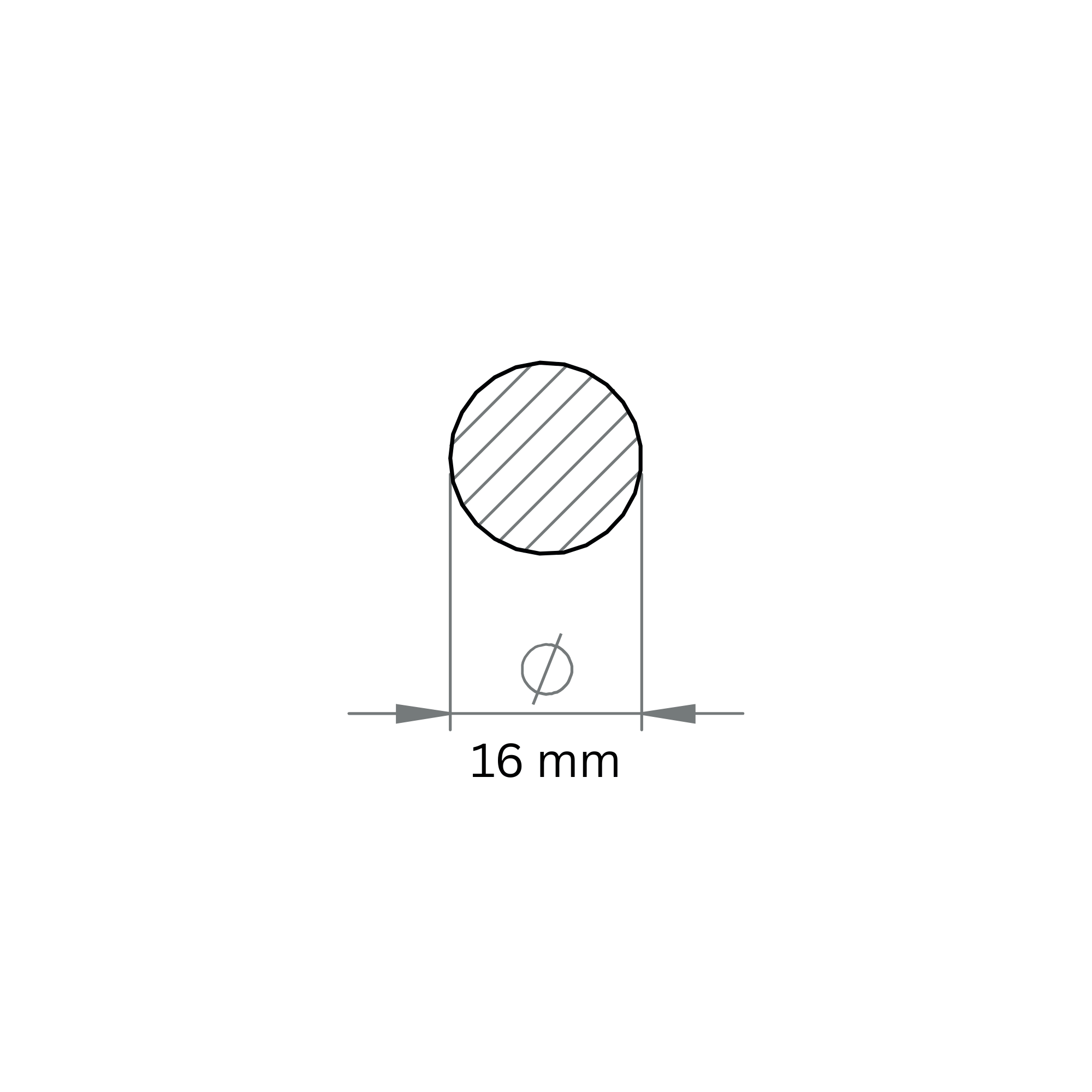 Rundmaterial Ø 16 mm Laenge- 6000 mm Stahl S235JR- roh-30-2148.8