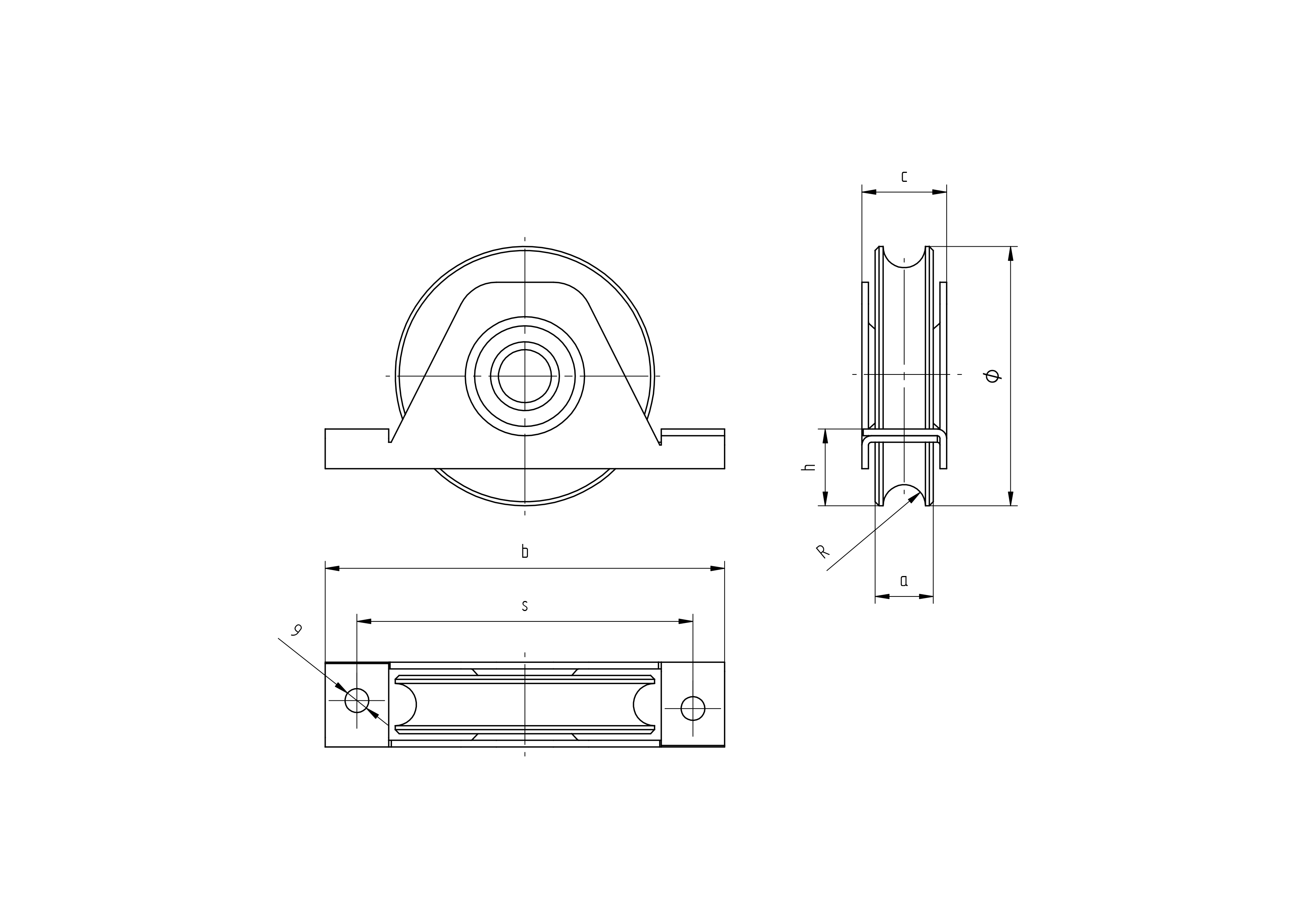 Schiebetorrolle Stahl verzinkt  80 mm U-Rille R8 mit Auensttzplatte-89-11H38U80C-A.4