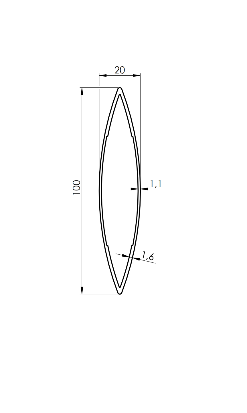 Ovale Zaunlamelle Aluminium 20x100x6000 mm Anthrazit RAL7016-89.FGO20X1006000R7016