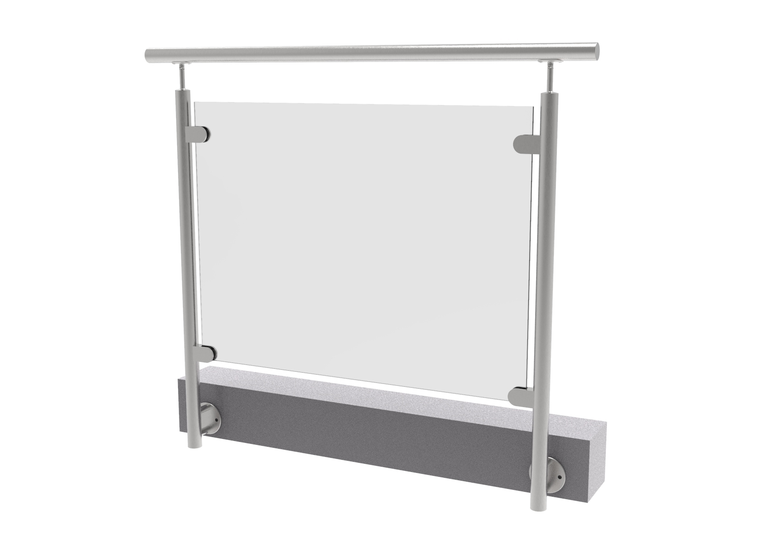 Endpfosten Edelstahl AISI 304- H1000mm D42-4mm- seitlich rechts- 2 Glasklemmen-89-11ABR1002GR250P-A.4