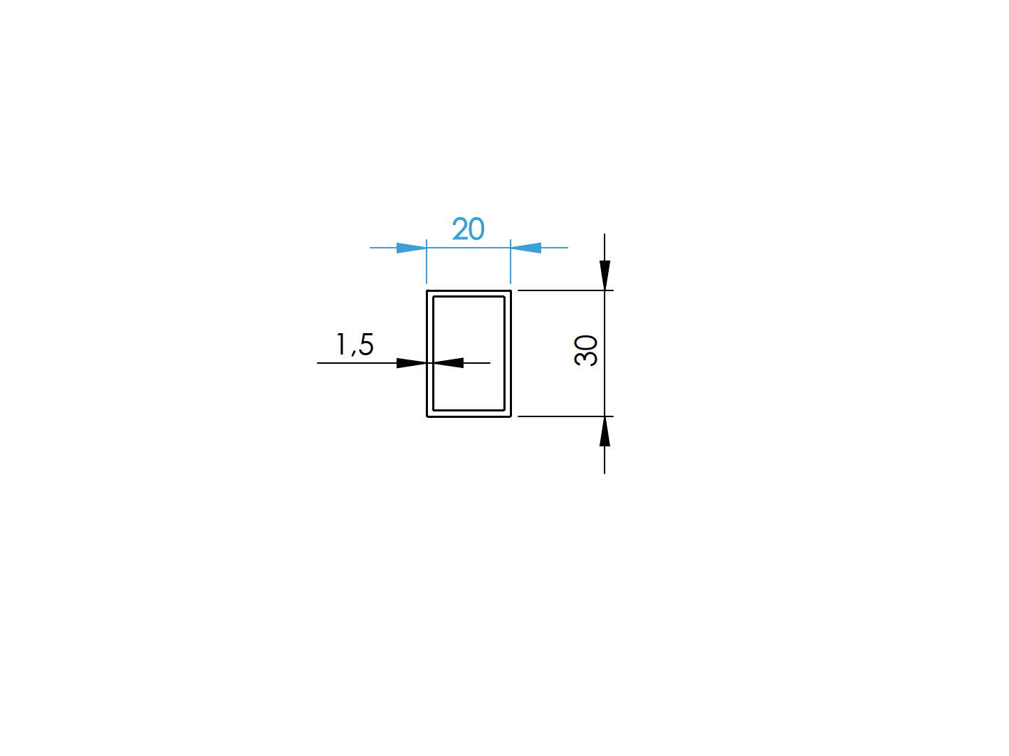 Zaunprofil Aluminium 20x30 mm 6-0 m Natur-89-11FGS20X306000N-A.4